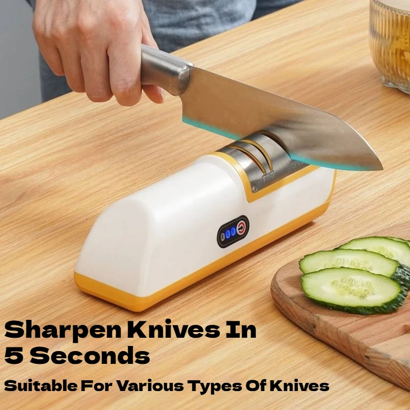 Electric Knife Sharpener USB Rechargeable Automatic Professional Knife Sharpening Machine Fine Crude Grinding Tools For Kitchen