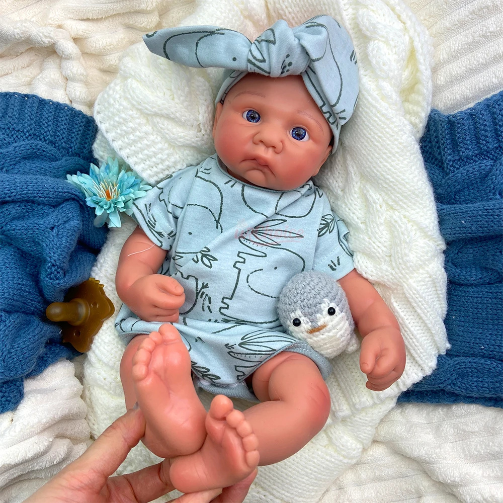 17Inch Full Silicone Reborn Doll Open Eyes Weighted Realistic Newborn Doll Exquisite Texture Details Gift