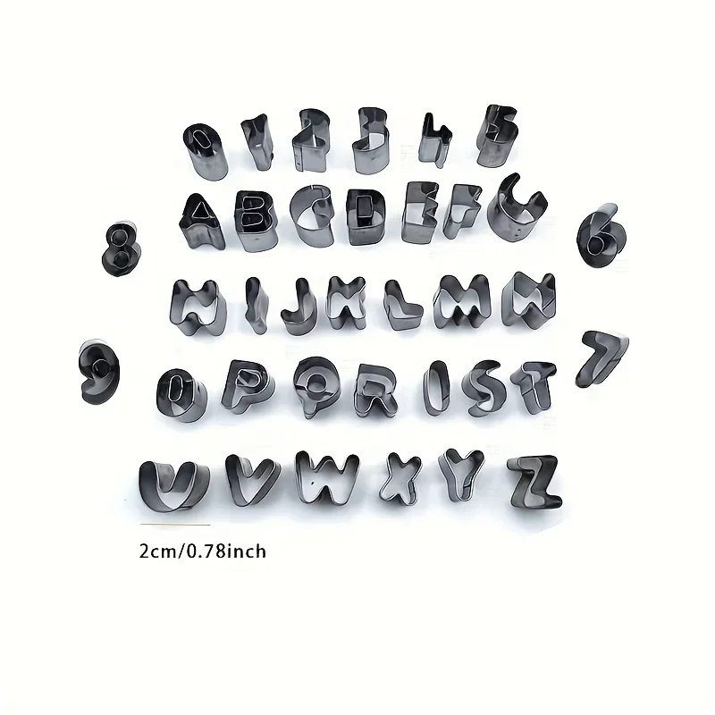 Set of 37 Alphanumeric Cookie Cutters - Metal Letter And Number Pastry Cutters Made of Stainless Steel for Personalized Baking