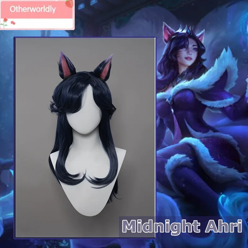 

Парик Ahri League of Legends/LOL: Midnight Ahri Nine Tailed Foxx, парик для косплея из меха, длинные фиолетовые волосы с ушками