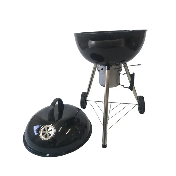 Easily-assembly Trolley 22.5inch Kettle Grill Apple Shape BBQ Barbecue Charcoal Grill