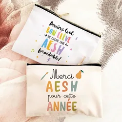 Merci AESH Printed Makeup Bag Travel Toiletry Organizer Female Neceser Cosmetic Pouch  School Pencil Bags Best Gifts for AESH