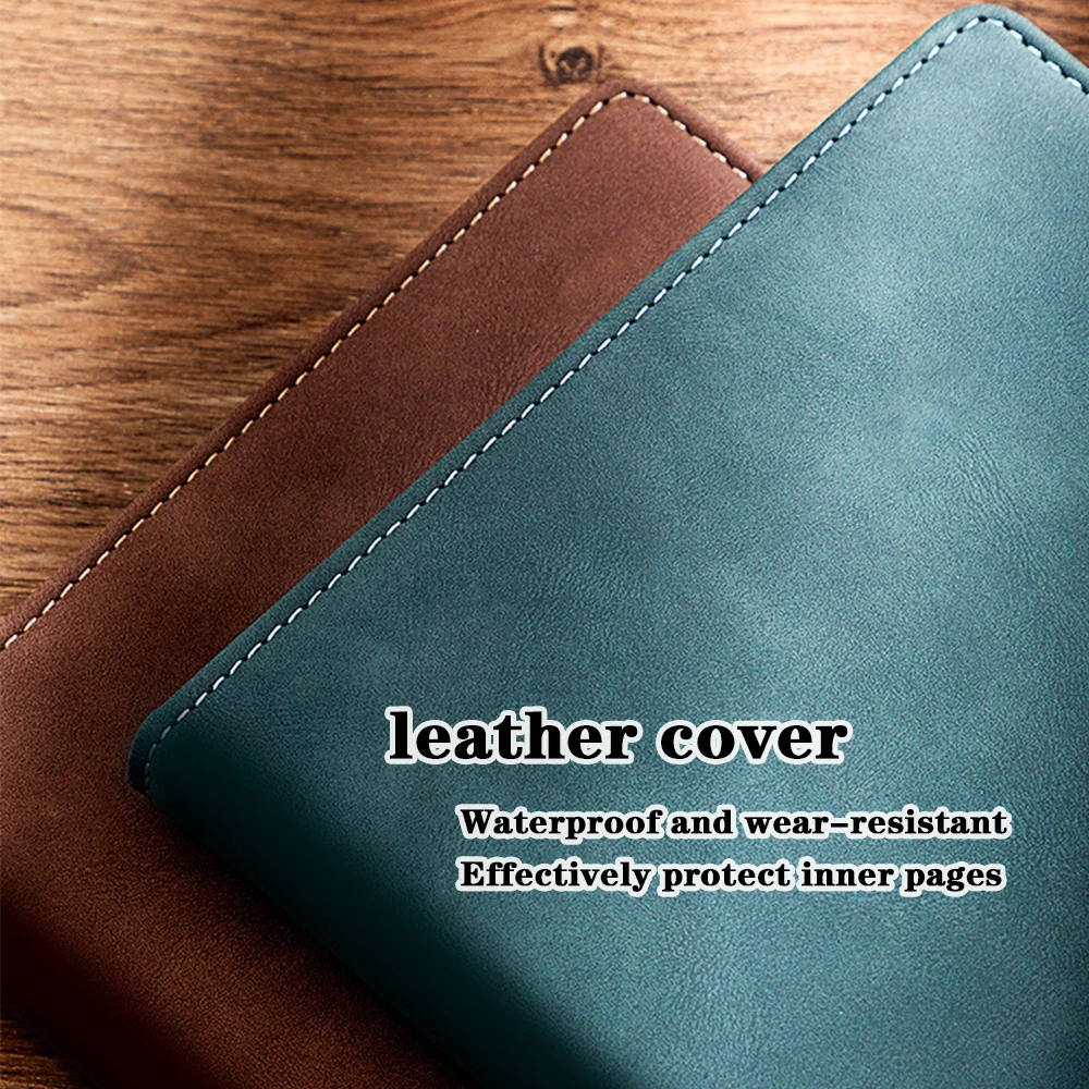 (Can Engrave Logo) A5 Leather Business Notebook, Buckle Notepad, Student Diary, Ledger, Meeting Minutes, Travel Log, 240 Pages