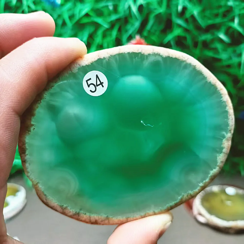 Natural quartz crystal Jelly agate plate wafer Mineral coaster healing Reiki decoration send bracket