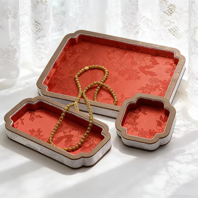 Court-Style Jewelry Storage Tray Jade Accessory Multifunctional Display Tray Bracelet Necklace Viewing Watch Jewelry Display