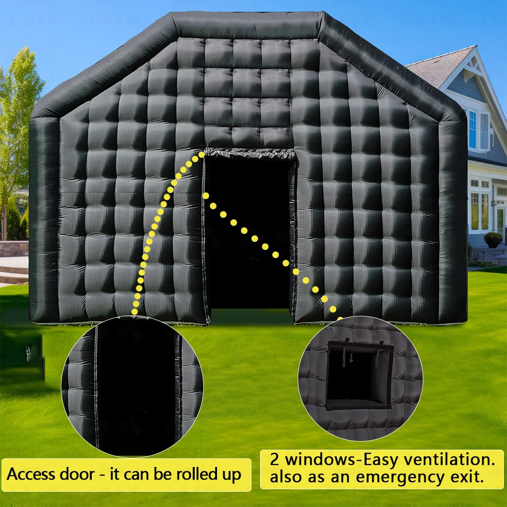 

JAIN Black Inflatable Disco Nightclub Party Tent Portable Cube Tent With Blower Inflatable Air Tent for Activity Rental Events