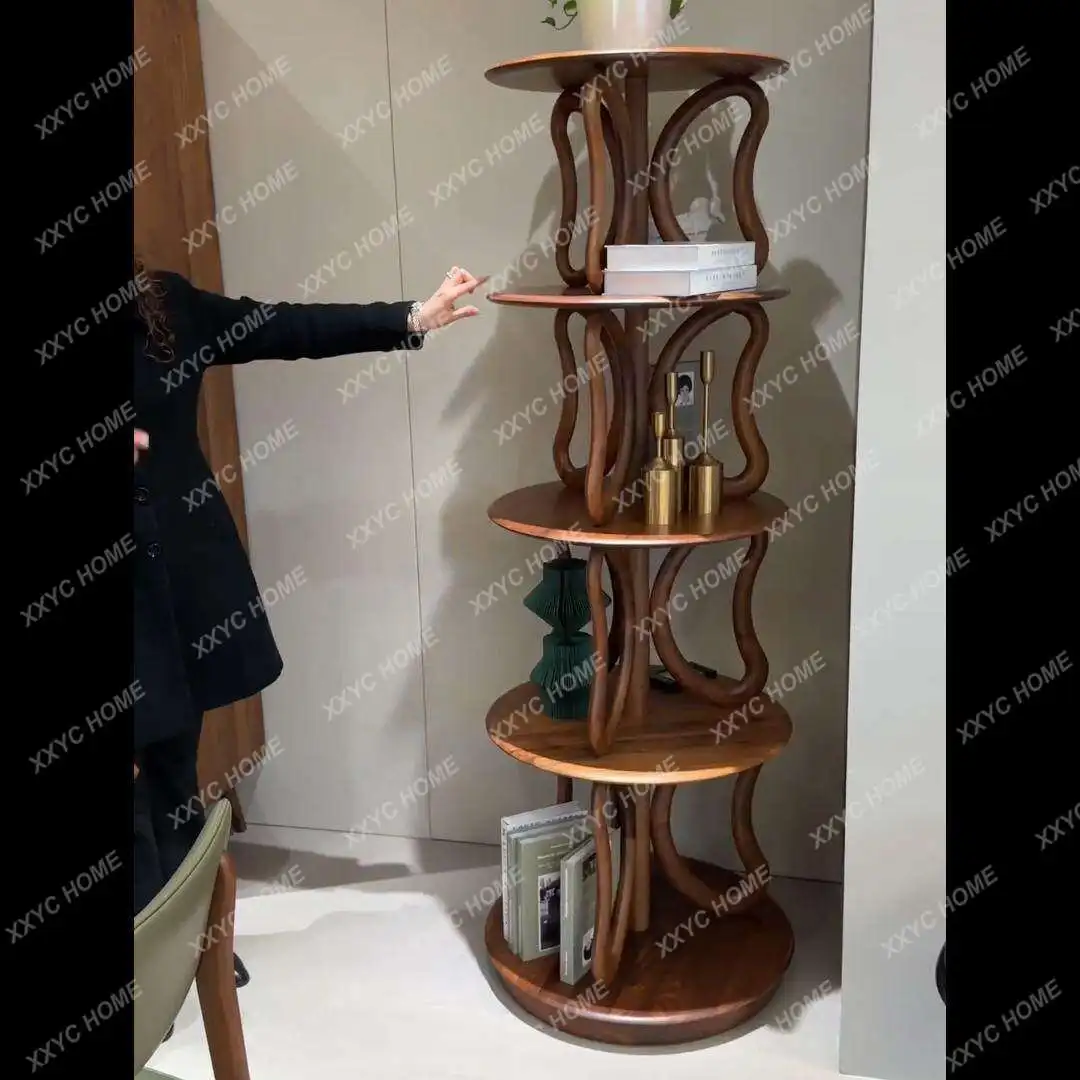 

Rotating bookshelf Solid wood shelf Living room home floor multi-layer rotating bookcase