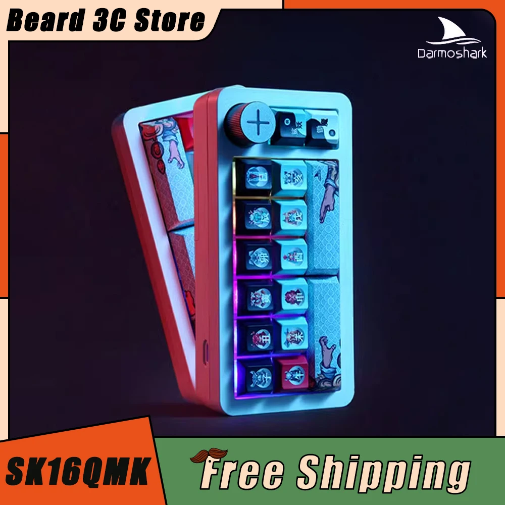 

Мини-клавиатура Darmoshark Sk16 Qmk, прокладка, нумератор, три режима, поддержка Hotswap, RGB, раздельная ручка, беспроводная клавиатура для любителей компьютерных игр и офиса