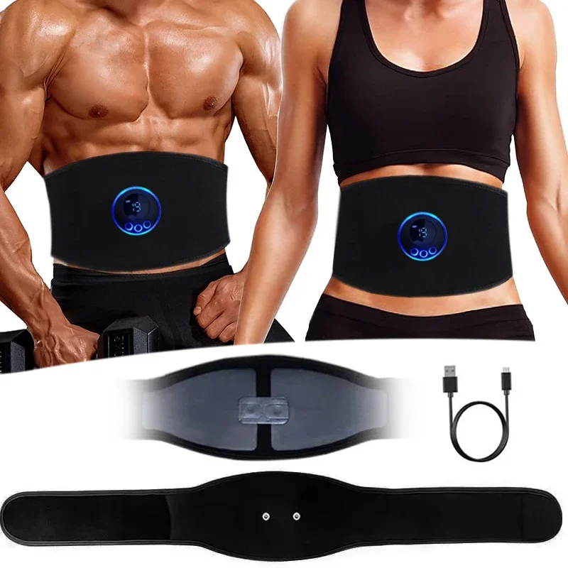 

EMS Muscle Stimulator Slimming Belt Electric Abdominal Muscle Trainer For Men Women Fitness AB Stimulator Toner USB Recharge
