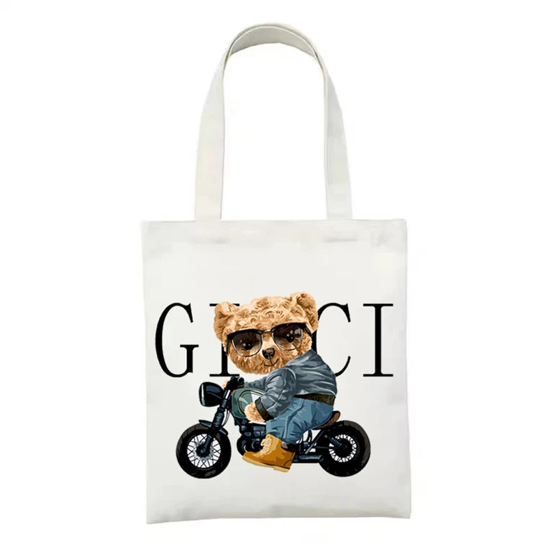 Casual Large Capacity Shoulder Bags Shopper Canvas Teddy Bear Fashion Harajuku Print Ulzzang Handbags Cheap Women