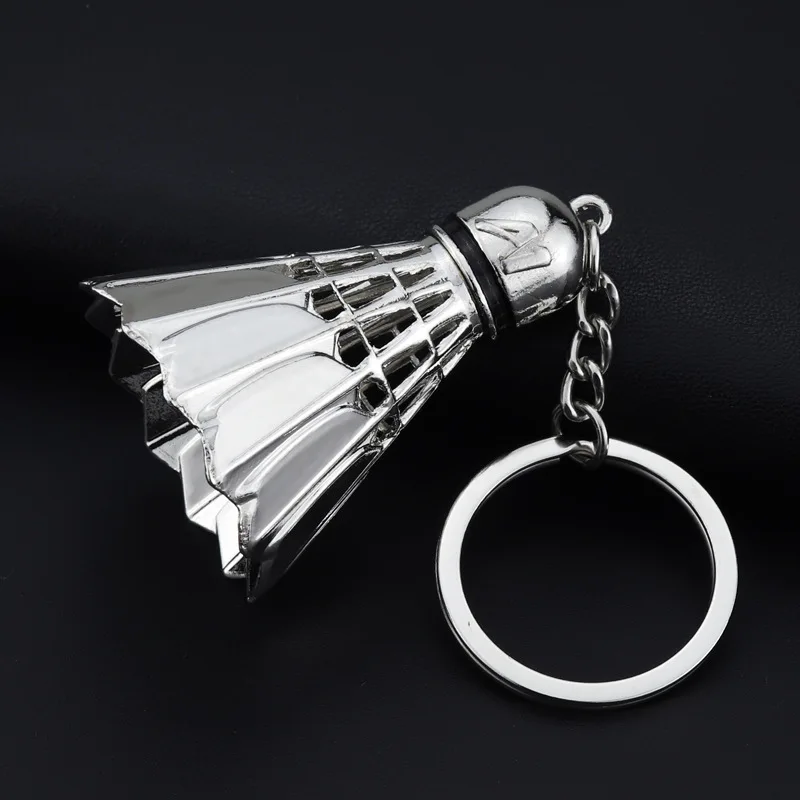 Badminton Racket Pendant Keychain Creative Metal Mini Shuttlecock Sports Keyrings Gift Backpack Purse Key Holder Accessories