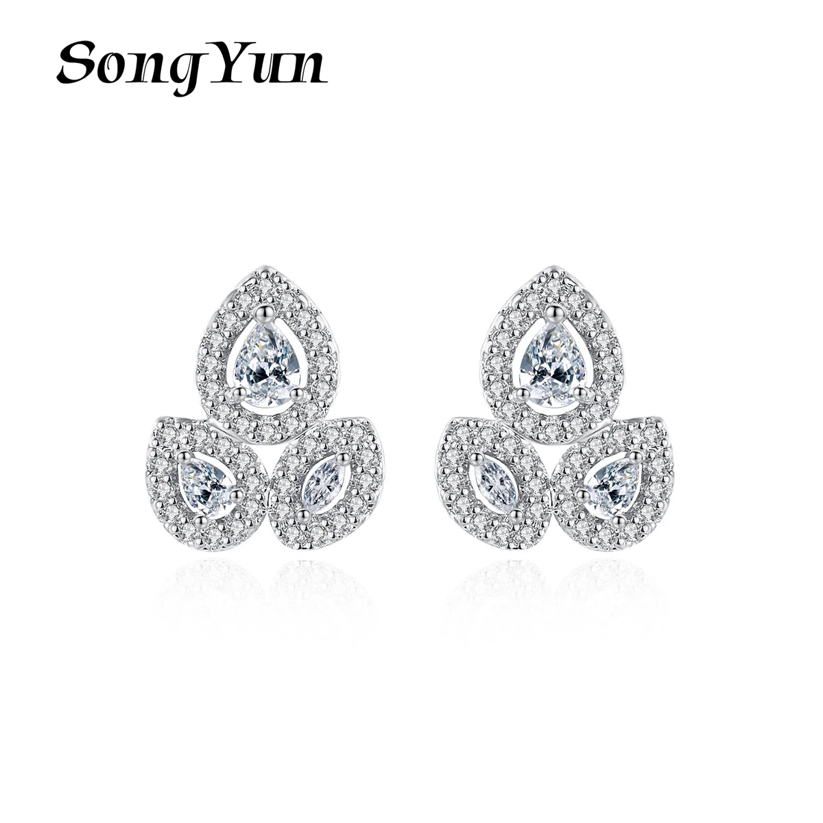 

SongYun Jewelry MHT Quality Brass Stud Earrings Drop CZ 7A Zircon Anniversary Gift Bachelorette Gift Women Earring Jewelry