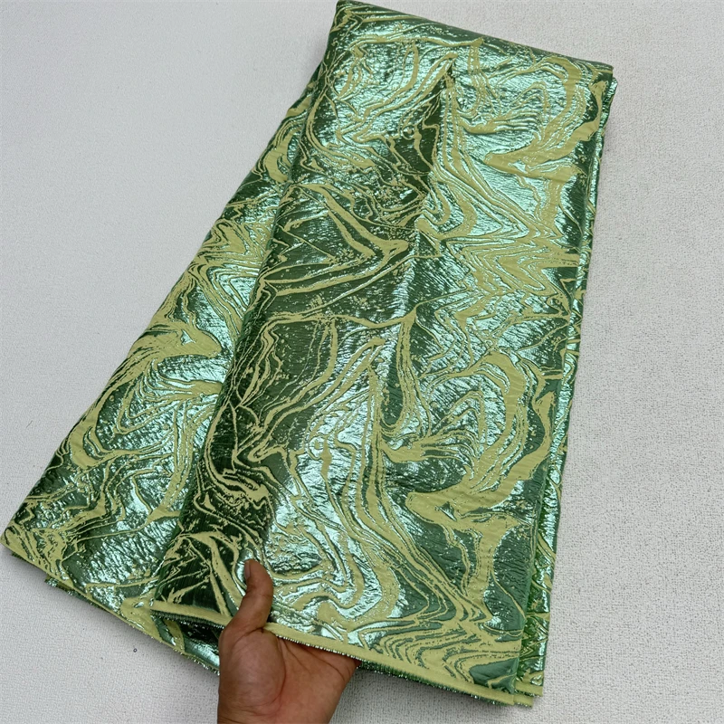 TLXT 5 Yards Green Nigeria Brocade Jacquard Fabric 2024 High Quality Gilding African Lace Fabric French Luxury Dress for Women