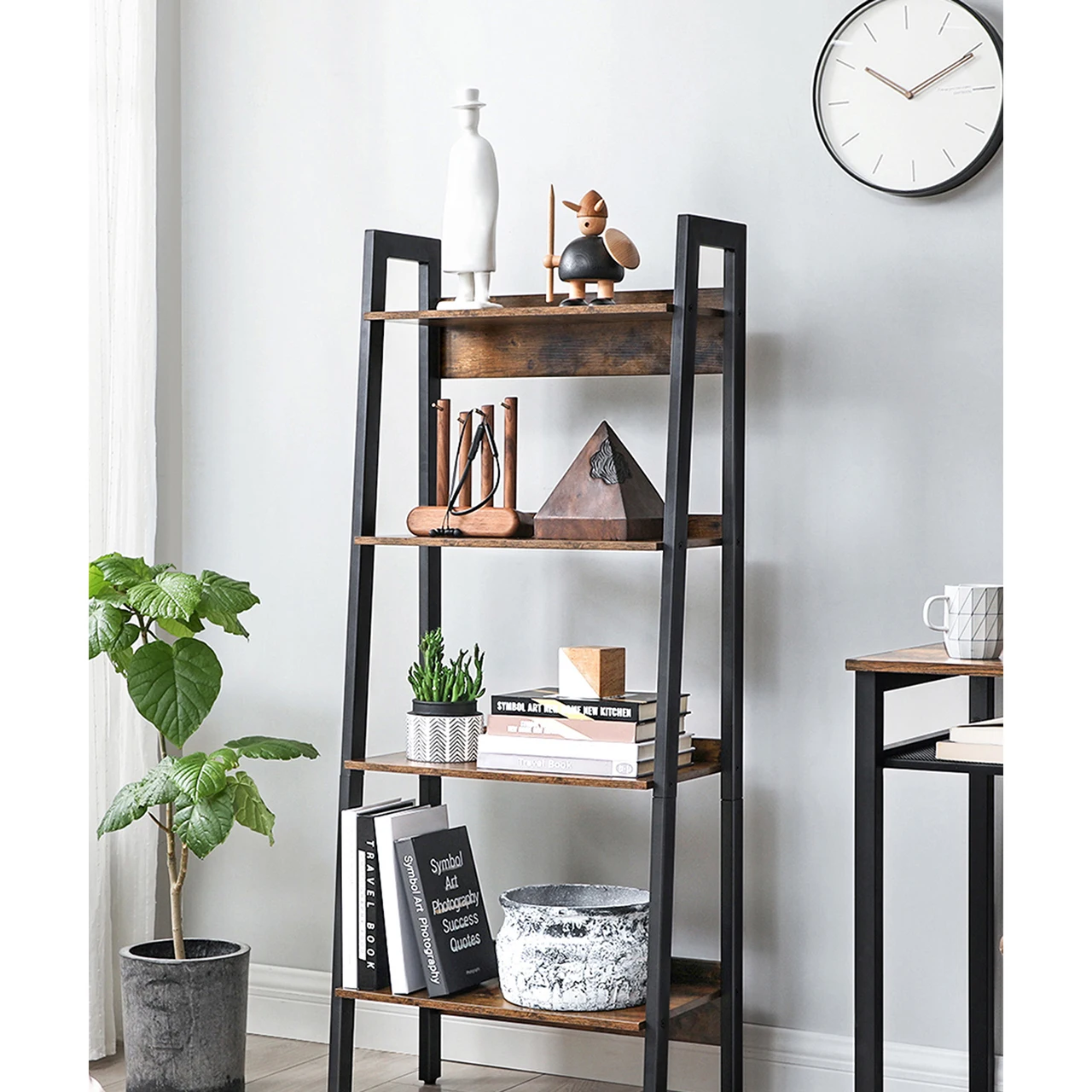 VASAGLE Ladder Shelf, 4-Tier Narrow Shelf, Bookshelf for Home Office, Living Room, Bedroom, Kitchen, Industrial