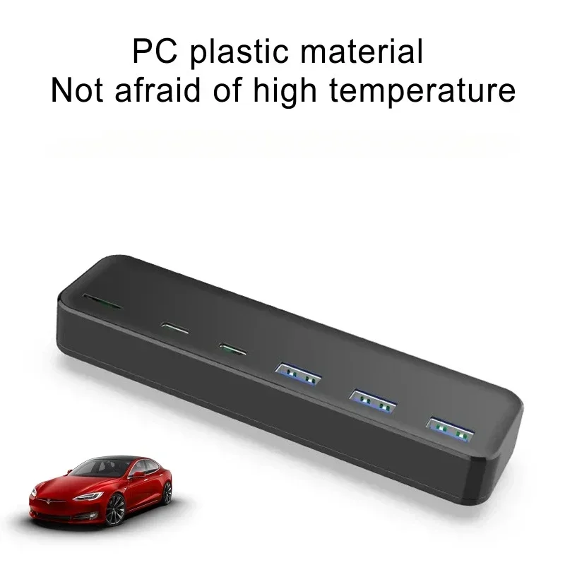 27W Docking Station for Tesla Model 3 Y USB Hub Intelligent Fast Charging 6 in 2 Type-C Micro SD Fast Charge Car Accessories