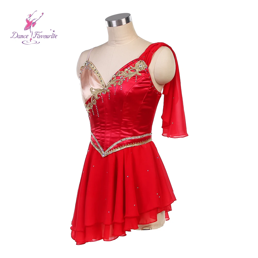 Red Diana and Acteon Variation Ballet Dance Costume Red Dress with Gold Trim Decoration Tailor Made Tutus B25029