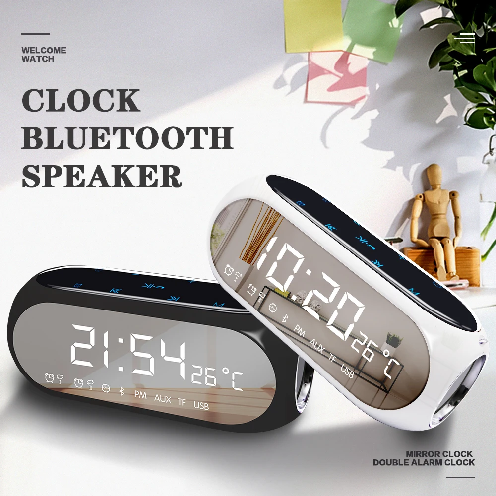 Multifunction Home Desktop Clocks Wireless Bluetooth Speaker Mobile Computer alarm clock digital Radio Receiver Mini Alarm Clock