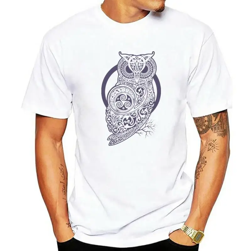 Owl Viking Valhalla Odin Men T Shirts Odin Viking Tee Shirt Fitness O Neck T-Shirt Premium Cotton Streetwear Christmas Day