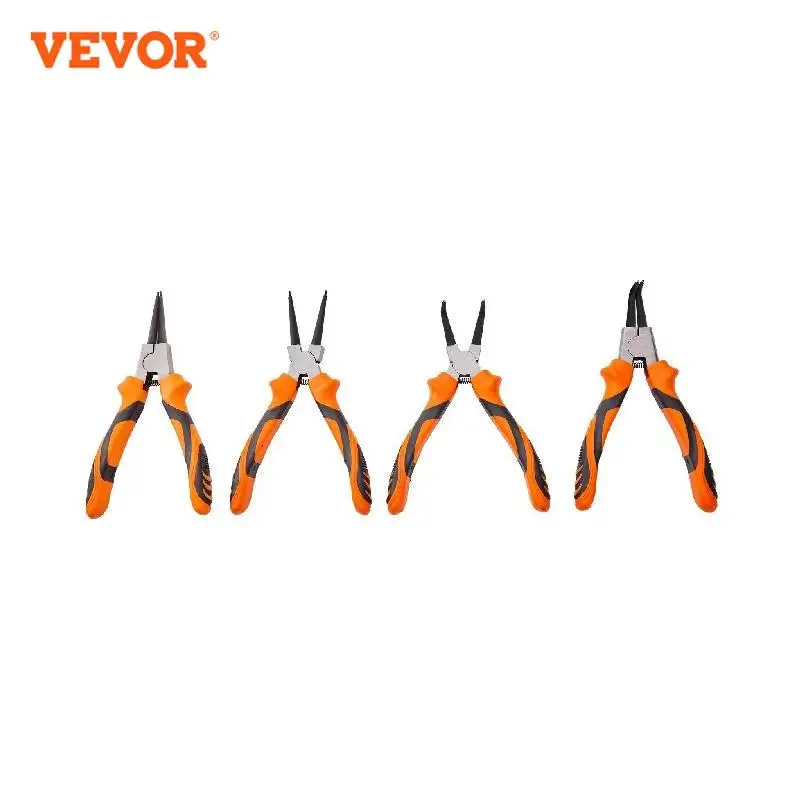 VEVOR 4-Piece Snap Ring Pliers Set 0.07inch Tip Diameter High Carbon Steel Straight and Bent Jaw Heavy Duty Circlip Pliers Kit