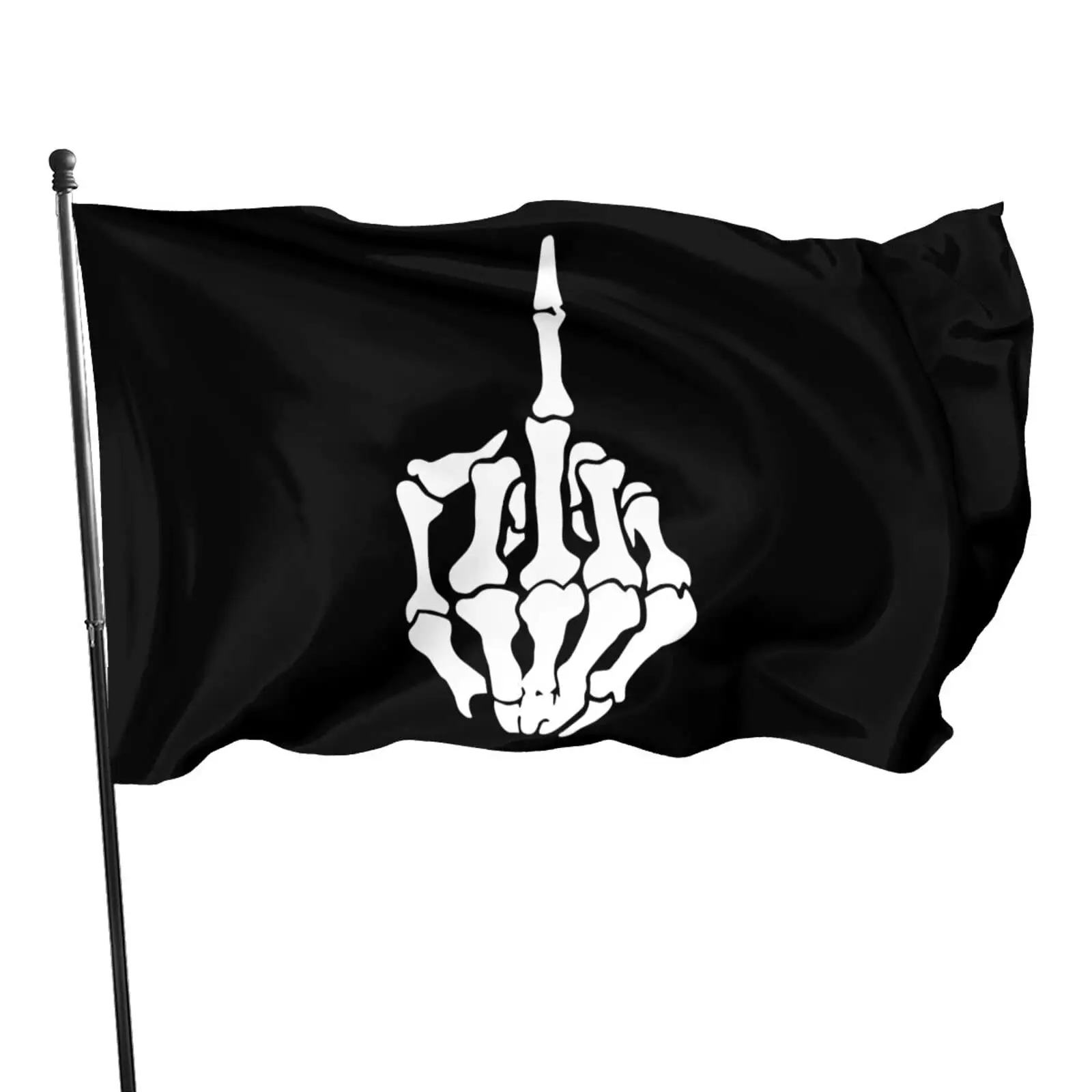 Skeleton Hand Flag Outdoor Victory Bone Gesture Peace Sign Vintage Black House Flags Banner Decor for Indoor Courtyard Porch