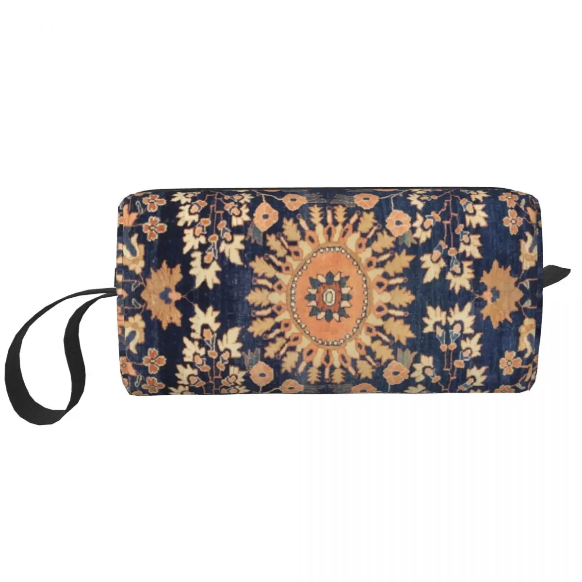 Boho Sarouk Persian Floral Rug Travel Toiletry Bag for Women Floral Vintage Ethnic Makeup Cosmetic Bag Beauty Storage Dopp Kit