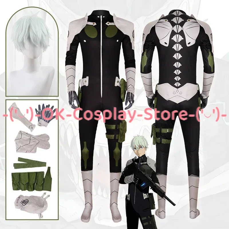 Anime Kaiju No. 8 Leno Ichikawa Cosplay Costume Wig Jumpsuit Bag Gloves Socks Ichikawa Reno Uniform Halloween Party