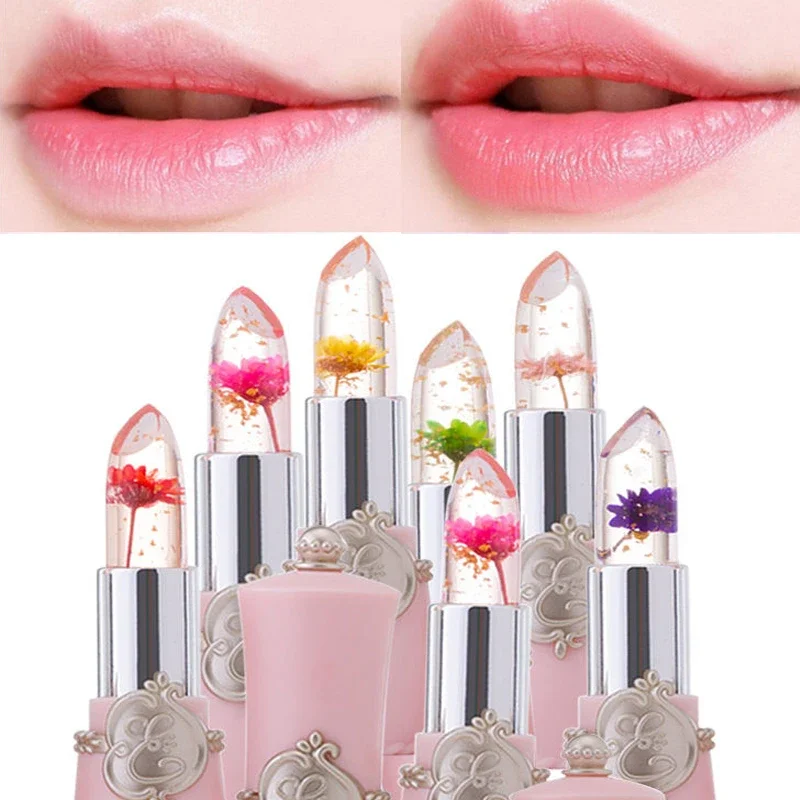 Crystal Jelly Lip Balm Lipstick Flower Temperature Color Changing Lip Balm Gloss Transparent Long Lasting Moisturizer Makeup HOT