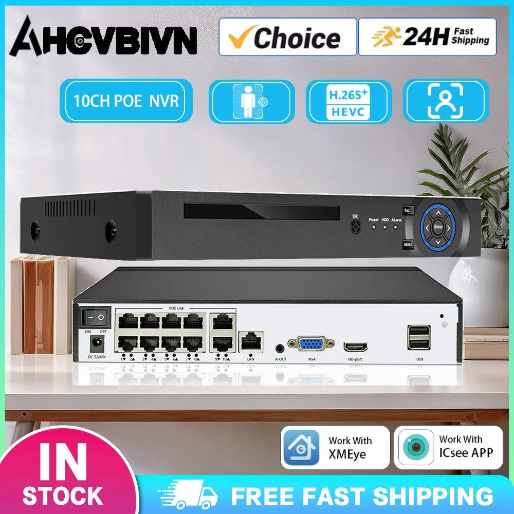 

4K 8MP Security CCTV NVR Smart Home Face Detection 8CH POE NVR H.265+ XVI TVI CVI NVR POE Hybrid Video Recorder Xmeye