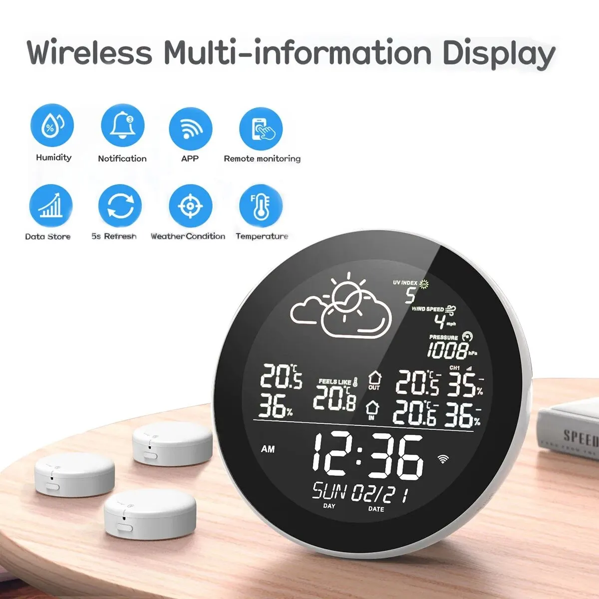 Tuya WIFI Bluetooth Temperature Humidity Sensor Indoor Outdoor Wireless Weather Station Digital Forecast Thermometer App Control