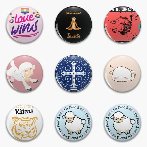 Cute Lambs First Aid Training Lions And Kawaii Lamb No Soft Button Pin Customizable Women Creative Collar Brooch Metal Clothes