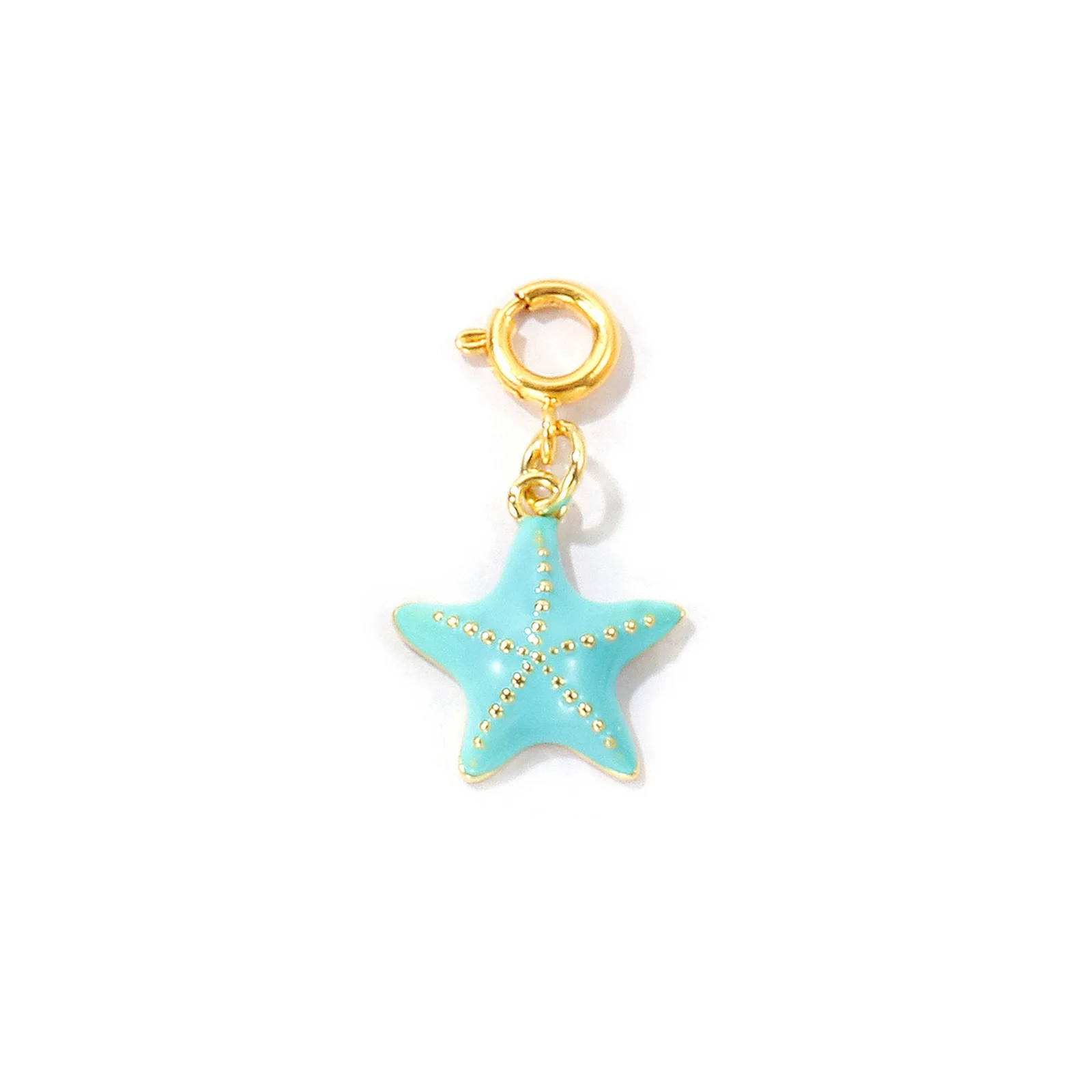 1 Stück Messing-Anhänger 18K Vergoldet mit Federringverschluss Bikini-Deko Fisch Seestern Sonne Anhänger DIY Halskette für Damen Schmuck – Detail 2