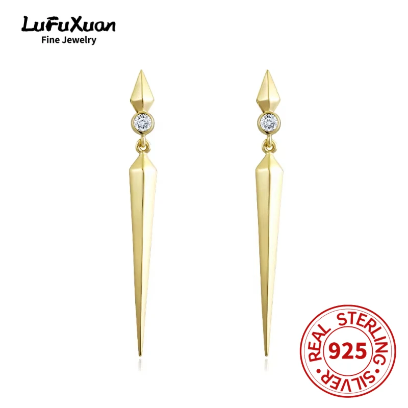 LuFuXuan Sterling Silver S925 Zircon Simple Smooth Ear Studs Fashion Exquisite Temperament Everything goes with  Holiday Gift