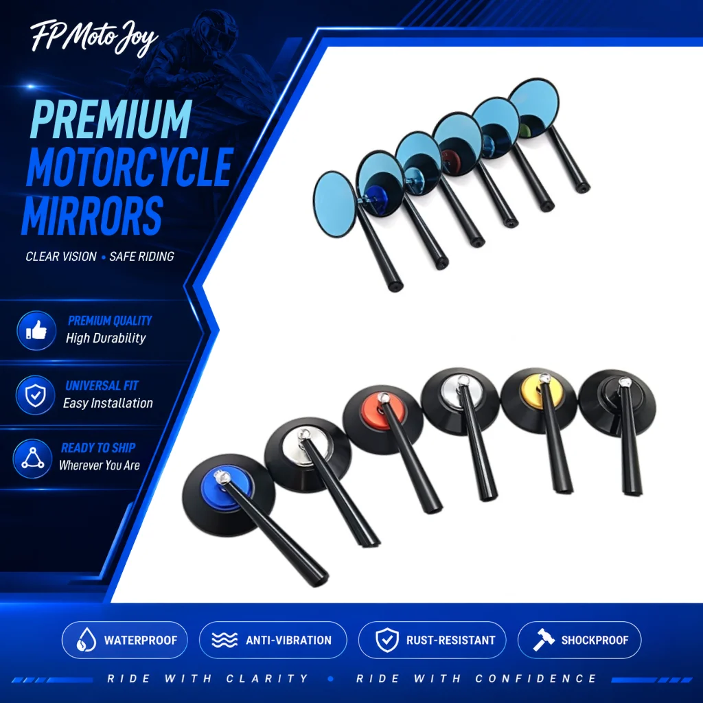Universal CNC Aluminum Round Motorcycle Rearview Side Mirrors Multicolor 8mm 10mm Mount Thread Motorcycle Replacement Mirrors