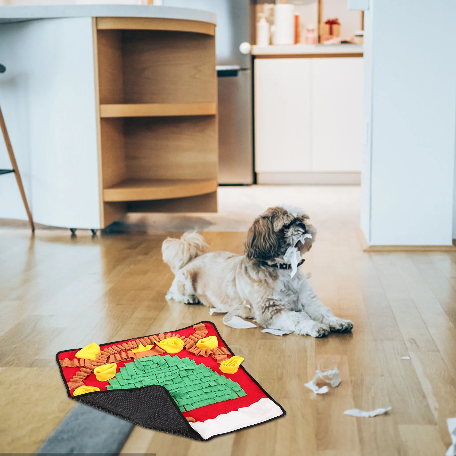 

Pet Sniffing Pad Soft Flannel Snuffle Mat for Dogs Puppy Foraging Mats Christmas Style Dog Toys Pet Supplies Slow Feeding
