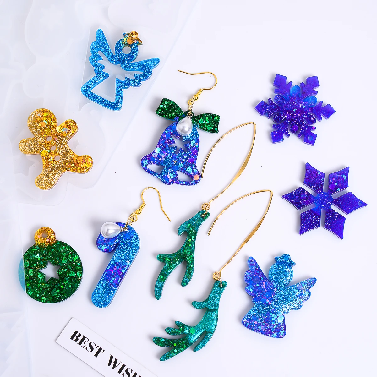 Christmas Earring Pendant Silicone Mold DIY Christmas Elements Epoxy Resin Molds For DIY Ornaments Keychain Charm Jewelry Craft - view 5
