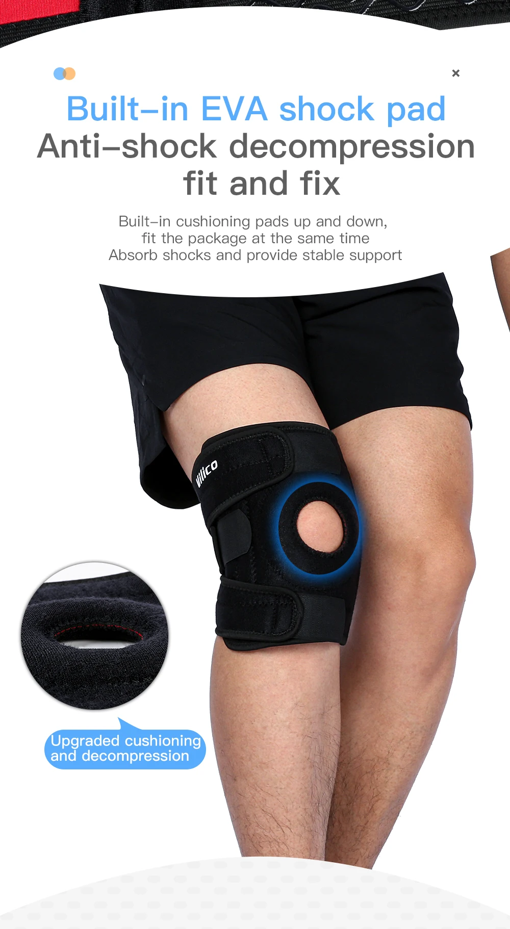 1PC Adjustable Knee Brace Open Patella Knee Support for Men Women Breathable Knee Wrap for Sports Running Fitness