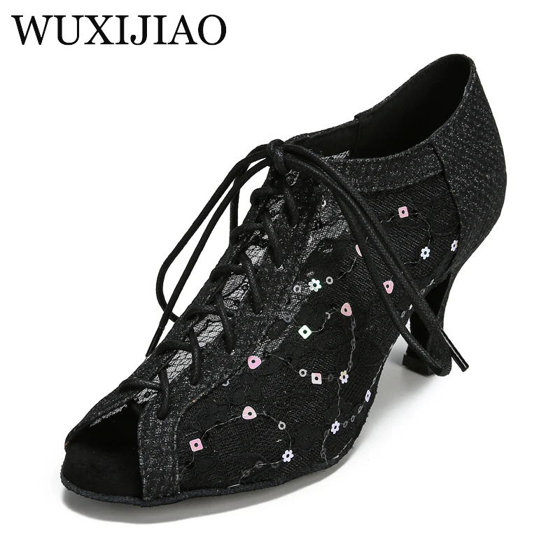 

WUXIJIAO Women Latin Dance Shoes Ladies Dancing Shoes Woman Tango Ballroom Dance Boots High Heels Salsa Party Shoes Dancing Boot