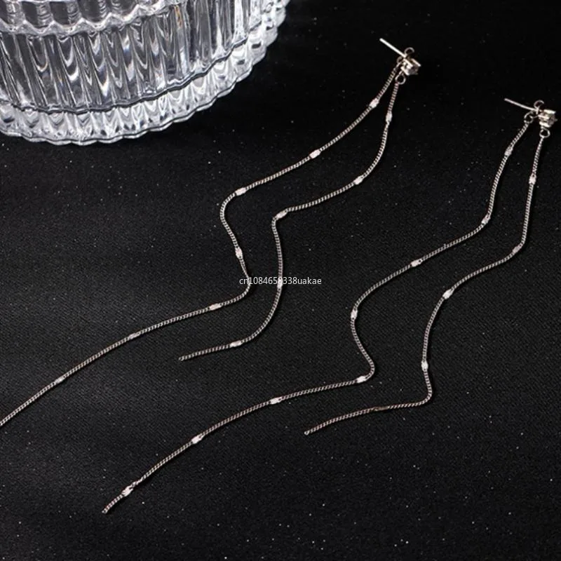 2024 Korean Women Super Long Tassel Earrings Elegant Shiny Metal Sequins Hanging Dangle Earrings Trendy Ladies Jewelry Gifts