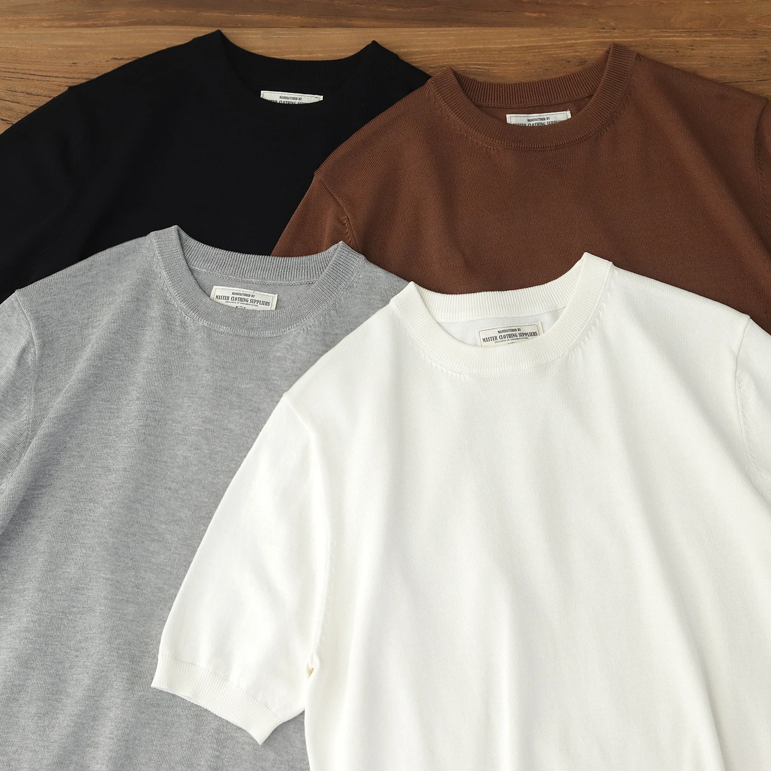 2025 sommer Neue Amerikanische Retro Kurzarm Oansatz Einfarbig Gestrickte T-shirt männer Einfache Mode Amekaji Business Casual Tops
