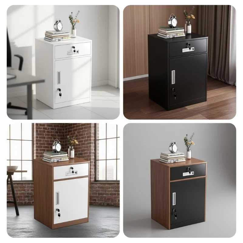 2026 New Modern Small Steel Desk Filing Cabinet Lockable Drawers One Door Fireproof Antirust Office Furniture Home School