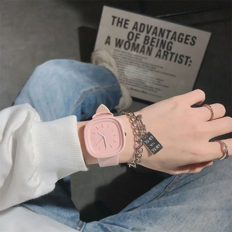 นาฬิกาข้อมือควอตซ์สำหรับผู้หญิงผู้หญิงหญิงสาวนาฬิกาหนังนาฬิกาข้อมือผู้หญิงสไตล์สปอร์ต