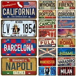US Madrid City TinPlate Plate Tin Sign Wall Decor Bar Home Decor Flag Poster Painting Metal Sign Vintage Plaque Paris California