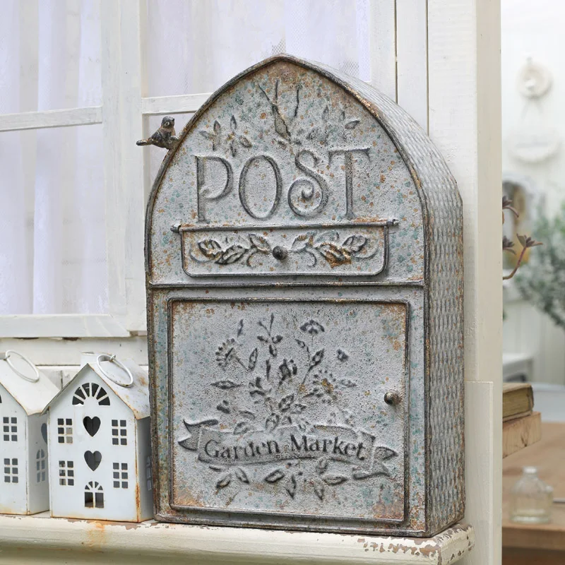 

Metal Mailbox Butizone Storage Mail Box for Leaving Message Farmhouse Post Decoration Crafts Outdoor Letter Box