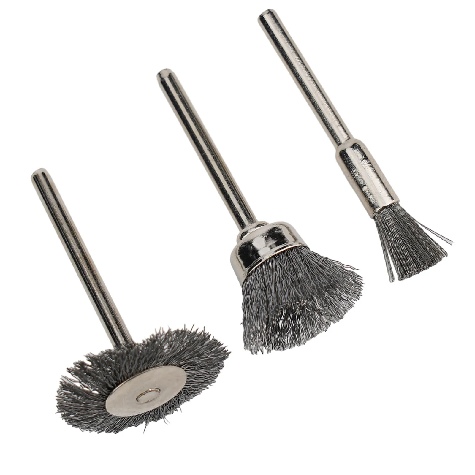 

New Silver Wire Brush 3Pcs/Set Polishing Rust Removal Stainless Steel Steel Brush Wire Wheel Polishing Grinding