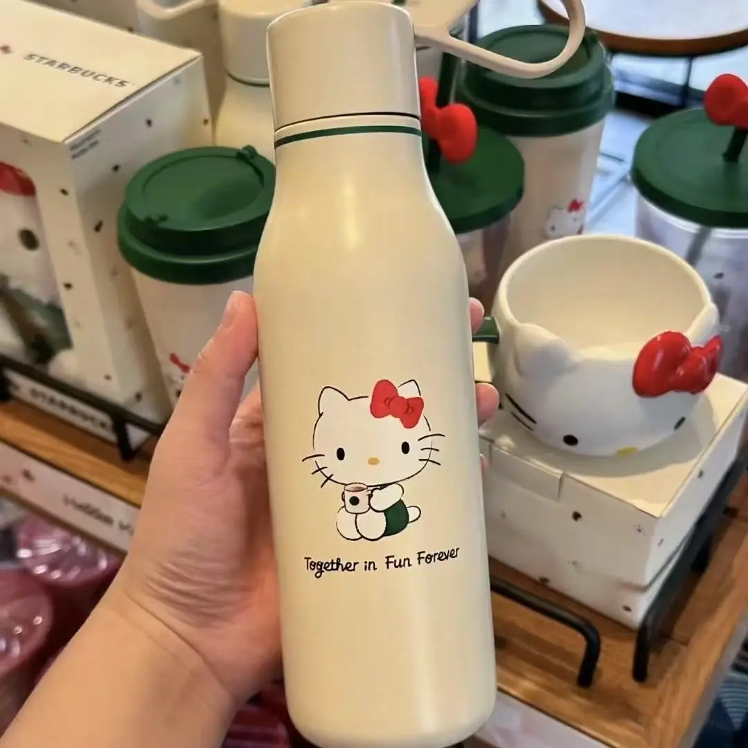 แก้วน้ำสแตนเลสลายการ์ตูนซานริโอ้ เฮลโล คิตตี้ ลายอนิเมชั่น สำหรับเล่นโบว์ลิ่ง น่ารัก พกพาสะดวก เหมาะสำหรับนักเรียน ใช้เป็นกระติกน้ำร้อนได้ ของขวัญคริสต์มาส