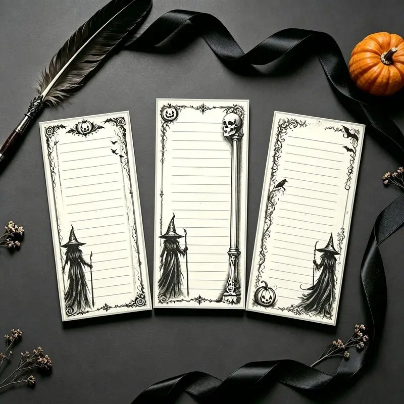 3pcs Halloween Vintage Witch Magnetic Notepad,Refrigerator Message Board Notebook, Memo Planner For Home Office School Gift