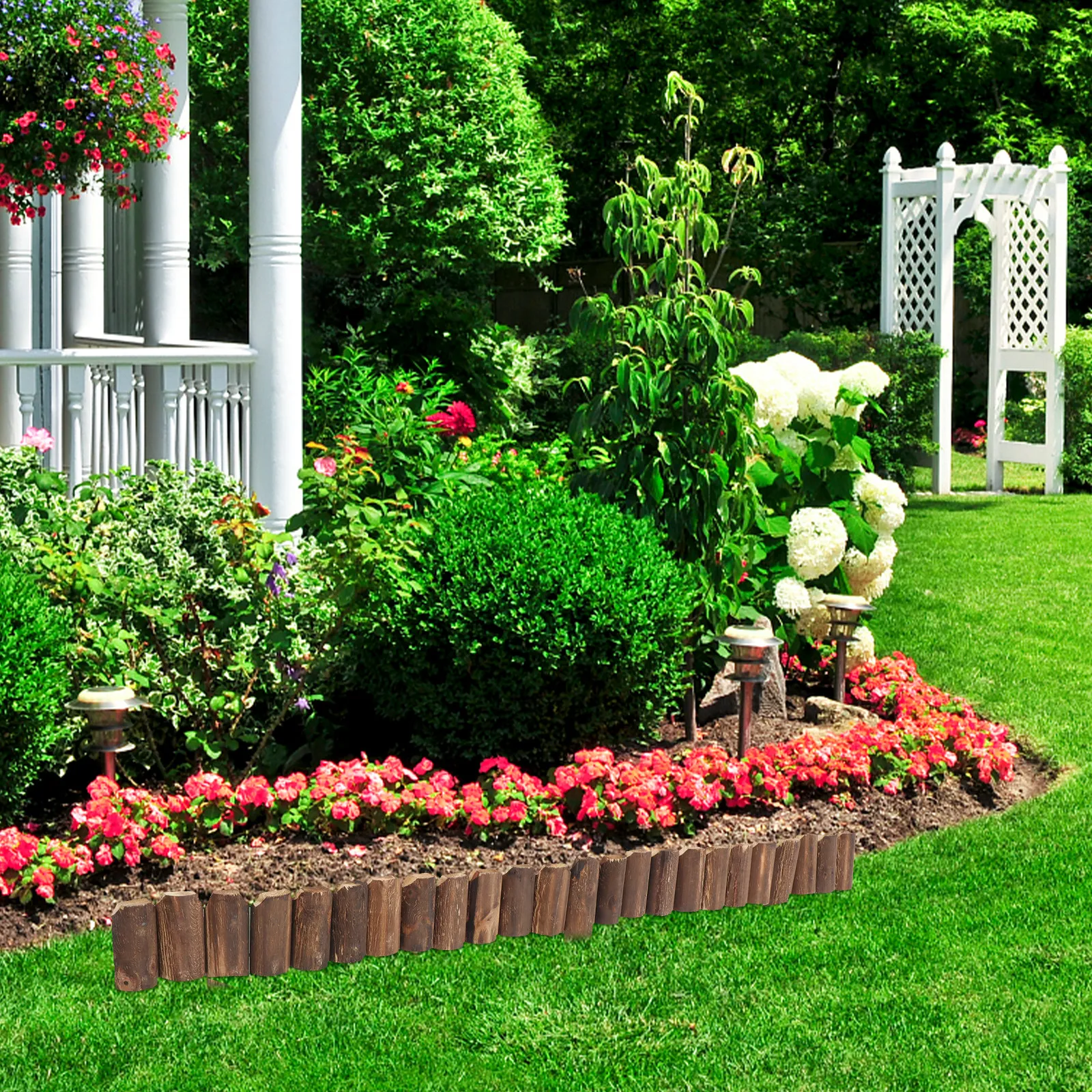 

Деревянный декоративный забор для сада, деревенский стиль, деревянные столбы для ограждения газона, клумб, края грядок, украшение для улицы, сада, двора