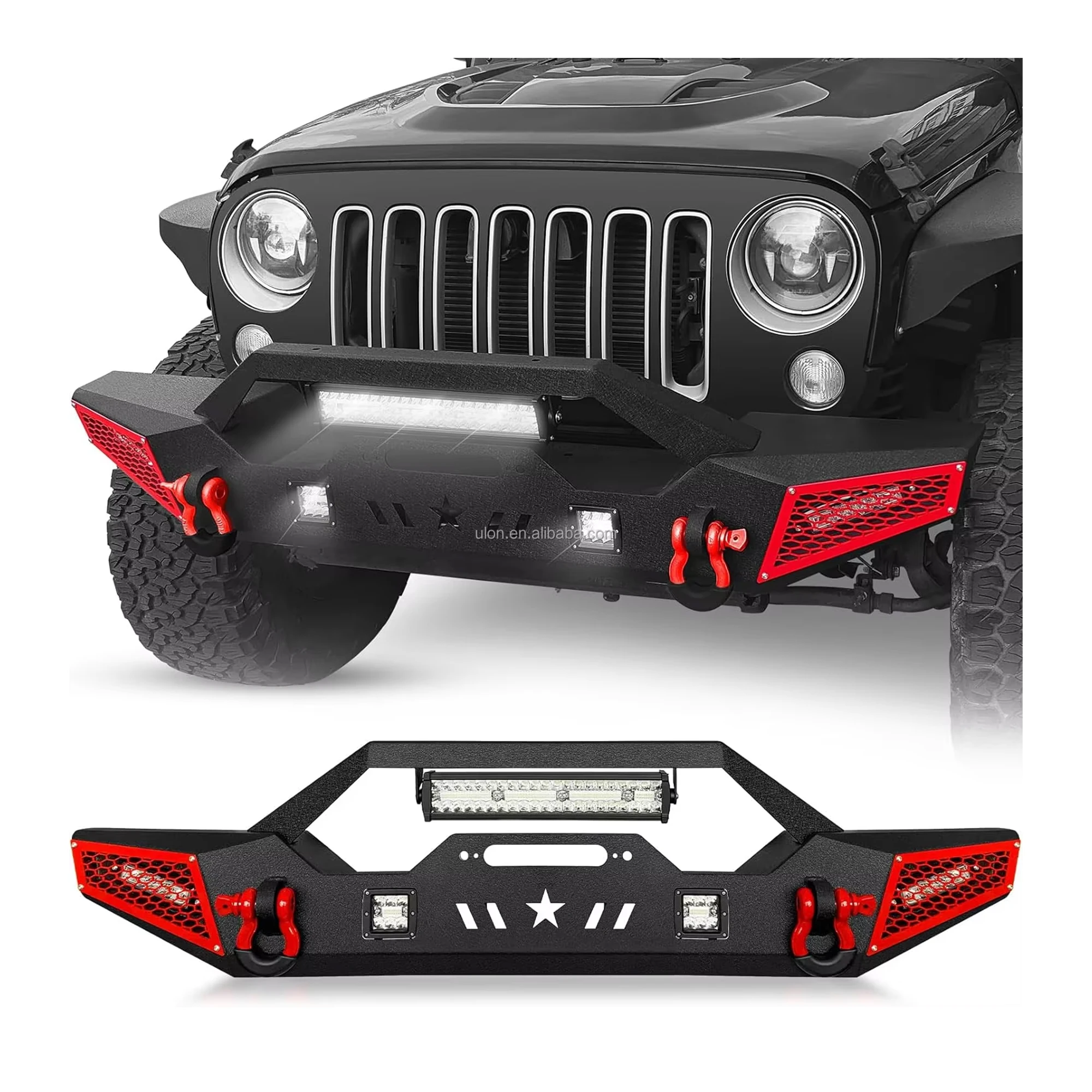 

ST Factory Price OEM Front Bumper Fit 2007-2024 Jeep Wrangler JK JL JKU JLU & Gladiator JT Off-road Bumper with Winch Plate