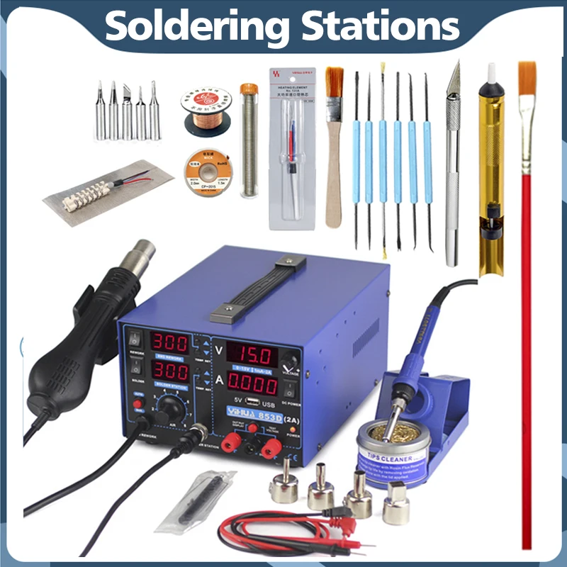 

853D 2A Smd Rework Station Soldering Iron Estacion De Soldadura Hot Air Rework Station Quick Hot Air Hot Air Soldering Station