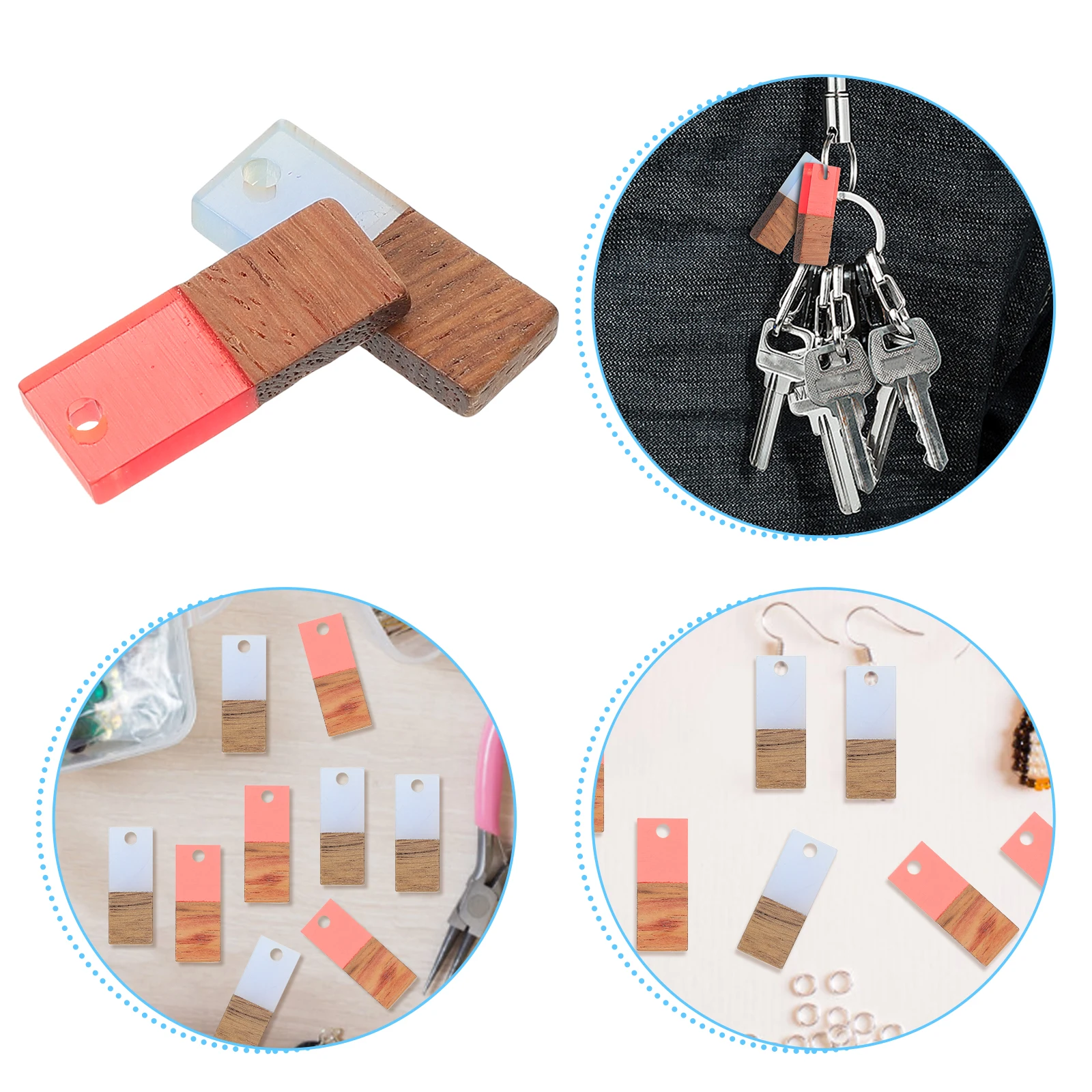 

10 Pcs Resin Wood Pendant Rectangle Shape Jewelry Making Charms Necklace Earrings Bracelet Accessories Durable for bracelets